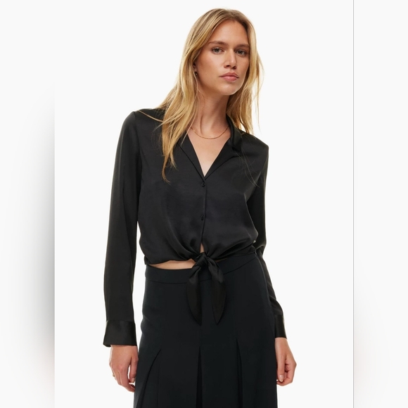 Aritzia Tops - Aritzia $138 Wilfred Tie-Front Blouse In Black Sz S